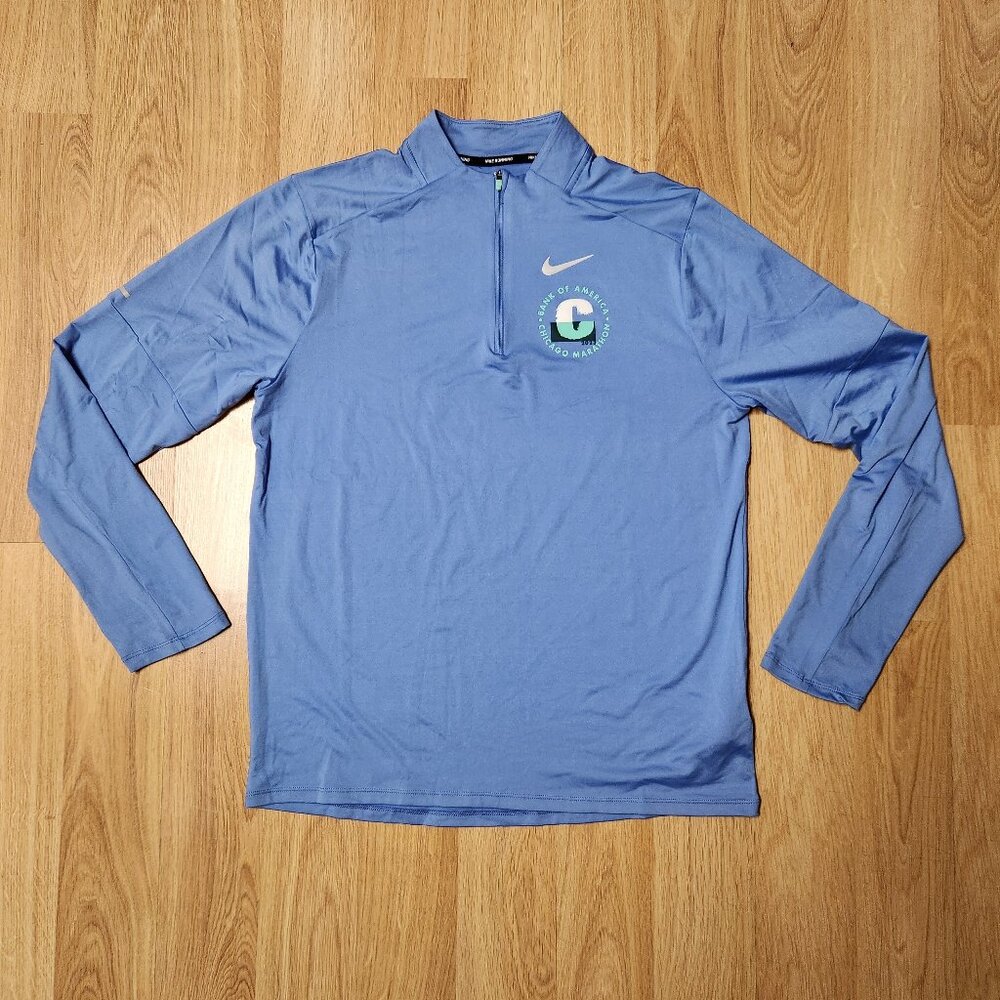 2023 Chicago Marathon B of A 1/4 zip long sleeve pullover men sz M Medium blue